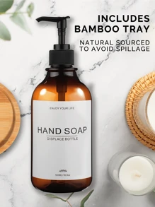 GAONLY Kitchen Soap Dispenser Set - Plastic Soap Dispenser With Pump - Amber & Transparent 16.9 Fl Oz - Bathroom Soap Dispenser Set Of 2 - Soap And Lotion Dispenser Set With Tray (Halloween Christmas Gift) Home Bathroom Decor Fall Decor Back To School - Amber - View 8