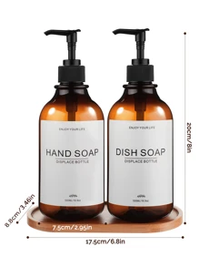 GAONLY Kitchen Soap Dispenser Set - Plastic Soap Dispenser With Pump - Amber & Transparent 16.9 Fl Oz - Bathroom Soap Dispenser Set Of 2 - Soap And Lotion Dispenser Set With Tray (Halloween Christmas Gift) Home Bathroom Decor Fall Decor Back To School - Amber - View 4