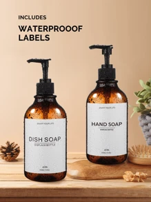 GAONLY Kitchen Soap Dispenser Set - Plastic Soap Dispenser With Pump - Amber & Transparent 16.9 Fl Oz - Bathroom Soap Dispenser Set Of 2 - Soap And Lotion Dispenser Set With Tray (Halloween Christmas Gift) Home Bathroom Decor Fall Decor Back To School - Amber - View 9