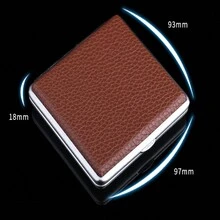 1 hộp đựng thuốc lá bằng kim loại giả da cao cấp đựng 20 điếu thuốc lá nguyên gói, kẹp thuốc lá bằng da chống ẩm và chịu áp lực - Nhiều màu - Xem 4