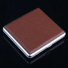 1 hộp đựng thuốc lá bằng kim loại giả da cao cấp đựng 20 điếu thuốc lá nguyên gói, kẹp thuốc lá bằng da chống ẩm và chịu áp lực - Nhiều màu - Xem 9