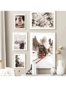 1pc Winter Train Door Snow Tree Car Christmas Wall Art Canvas Prints Nordic Posters Wall Decor Pictures Painting Living Room Decor Không có khung - Nhiều màu - Xem 5