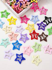 30 قطعة/عبوة مشابك شعر أميرة للأطفال ذات تصاميم جميلة مع نجمة وهرمون التنشيط وخماسية، لمسة لامعة وبسيطة مناسبة لاستخدام اليومي - متعدد الألوان - مشاهدة 3