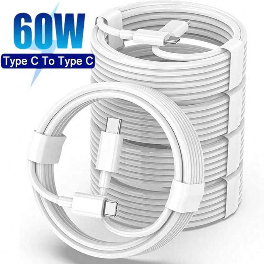 1/3/5pcs 60W PD Fast Charging 3.3ft/100cm High-Efficiency Data Transfer Cable Compatible With IPhone 16 Series, IPhone 17 Pro Max/17 Pro/17 Plus/17, IPhone 16/15, S25/S24/S23/S22/S21 Ultra Plus, Series Nan - White - View 1
