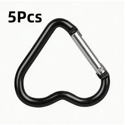 5 件心形弹簧钩，男女通用铝合金登山扣，适用于户外登山、背包和日常穿着情人节汽车配件包饰学校可爱哥特 Y2k 圣诞节礼物创意包饰挂绳带身份证夹汽车配件包饰