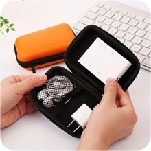 1 pieza Bolsa de almacenamiento multifuncional para juegos de cartas, auriculares inalámbricos, bolsa de EVA, posibles problemas menores de costura. Bolsa de almacenamiento de cable de carga de datos portátil, estuche con cierre resistente a golpes, estuche de viaje para auriculares, disponible en varios colores