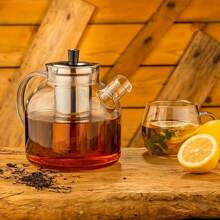 1 ấm trà thủy tinh 1500ml (52oz) có bộ lọc trà có thể tháo rời, ấm pha cà phê lớn an toàn cho bếp cho gia đình, nhà hàng, khách sạn, văn phòng, hoàn hảo để pha và ngâm trà, món quà lý tưởng cho những người yêu thích trà và các dịp đặc biệt, trợ thủ cho tiệc Lễ Tạ ơn và Giáng sinh - Phong cách đơn giản và thiết thực - Xem 1