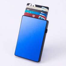 1pc Multi-Color RFID Blocking Automatic Pop-Up Card Holder, Unisex Aluminum Alloy Credit/Bank Card Case