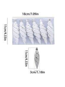 6 件装装饰线锥圣诞饰品圣诞树装饰道具彩绘尖头螺旋线圣诞球圣诞礼物，圣诞装饰，圣诞用品 - 彩色 - 查看 7