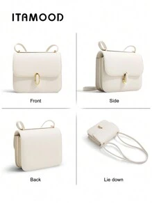 ITAMOOD Luxury Designer Brand Lightweight Business Casual Elegant Creative Hardware Closure Decor Square Bag With & Small Handbag, Chic Microfiber Leather Gray Purse & Tote Bag , Minimalist Vintage Solid Color Flap Shoulder Bag & Underarm Bag, Portable Adjustable Strap Crossbody Bag & Satchel Bag & Messenger Bag For Teen Girls,Women,College Students,Rookies & White-Collar Workers Perfect For Office,College,Work,Business,Commute,Outdoors,Travel,Outings,Vacations,Parties And As Gifts For Festivals And Birthdays For Best Friends, Girlfriends,Lovers,Fashionable Party, Best Valentine's Day Gifts - 白色 - 查看 9