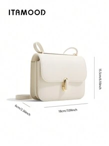 ITAMOOD Luxury Designer Brand Lightweight Business Casual Elegant Creative Hardware Closure Decor Square Bag With & Small Handbag, Chic Microfiber Leather Gray Purse & Tote Bag , Minimalist Vintage Solid Color Flap Shoulder Bag & Underarm Bag, Portable Adjustable Strap Crossbody Bag & Satchel Bag & Messenger Bag For Teen Girls,Women,College Students,Rookies & White-Collar Workers Perfect For Office,College,Work,Business,Commute,Outdoors,Travel,Outings,Vacations,Parties And As Gifts For Festivals And Birthdays For Best Friends, Girlfriends,Lovers,Fashionable Party, Best Valentine's Day Gifts - 白色 - 查看 4