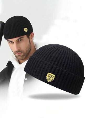 1 st. herr Skullcap Street Style Hiphop-mössor Brimless Baggy Melon Cap Cuff Docker Fisherman Beanies Hattar Vinter Varm Stickad Bonnet Höst Outfit