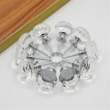 10 peças de maçanetas de armário de vidro de cristal, maçanetas de porta de móveis de cômoda, puxadores de gaveta, gaveta em formato de diamante de 30 mm, para guarda-roupa e armário, puxadores de maçanetas de armário, puxadores de maçanetas de gaveta de cozinha com parafusos