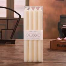 4pcs Classic European Style Smokeless Odorless Pole Wax Romantic Wedding Western Meal Ivory White Color Long Pole Candle Ornament Candle Western Banquet Candle,Room Decor,Gifts Birthday Graduation