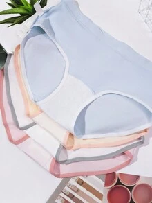 5 chiếc quần lót tam giác mềm mại thoải mái tối giản in chữ cho nữ - Nhiều màu - Xem 5