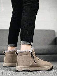 跨境优质户外冬鞋，冬季保暖防水雪地靴，带毛绒衬里，休闲风格 - 卡其 - 查看 2