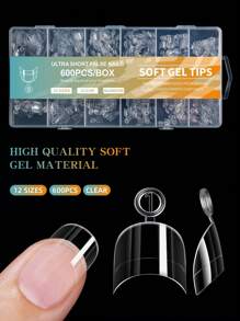 600Pcs Pre-Shaped Extra Short Stiletto False Nails Press On Nails Soak Off Clear Nail Tips With 10 Sizes Half Cover Nail Tips For Acrylic Nail Nail Supplies Nails