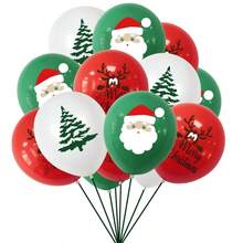 10 quả bóng bay cao su 10 inch/gói, kiểu dáng ngẫu nhiên với hình cây thông Noel, ông già Noel và Rudolph, dùng để trang trí nhà cửa và cửa hàng, quà tặng Giáng sinh - Nhiều màu - Xem 2