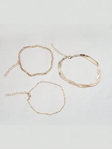 3 件装时尚高跟链饰脚链，精致珠宝配饰适合女性日常佩戴 - 腳鍊 - 查看 4