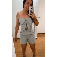 Women's Shorts And Bow Top Set Tailored Elegance: Sophistication And Style In Every Detail - màu đen - Xem 6