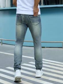 Men's Fashion Stretch Pants, Multiple Color Options, Each Color Is A Very Good Process Wash, Slim-Fit Style, Suitable For All Seasons-2406 - Rửa tối - Xem 5