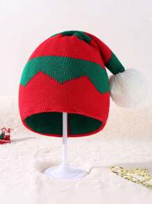 1pc New Christmas Hat, Holiday Knit Hat In Red & Green For Adults, Warm & Comfortable Christmas Party Women Winter Clothes - Multicolor - View 2