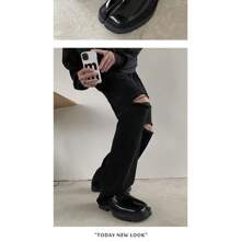 Maganda Tabi Shoes Loafer For Men And Women Split Toe Thick Sole Casual Leather Shoes - Patent Leather Black - View 11