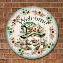 Charming 8" Welcome Gnome Sign - Rustic Farmhouse Decor For Home, Garden, Porch | Wall-Mountable, Artificial, Random Style With Holes On Top, Bottom, Left And Right,Home Decor ,Room Decor,Wall Decor Easter Gifts Birthday Graduation