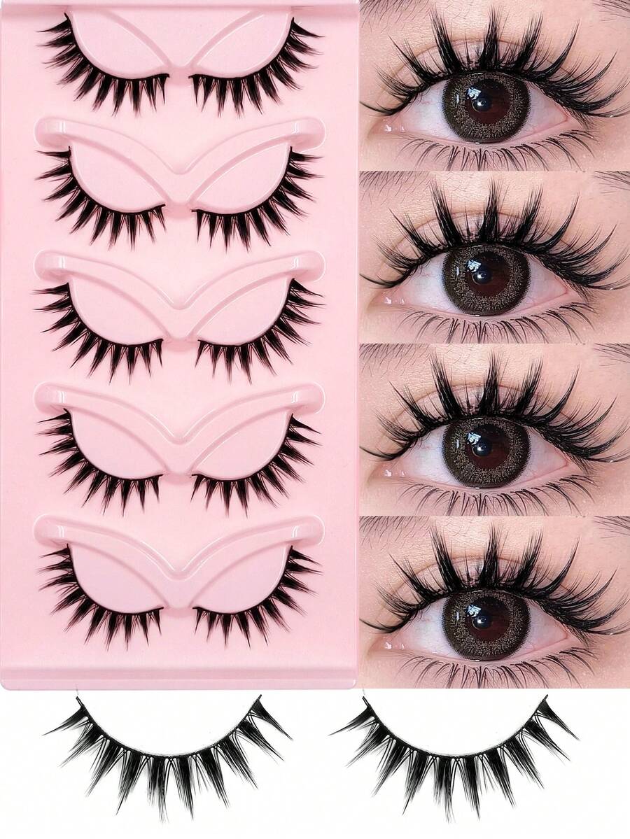 Rikuaild Rikuaild 5 Pairs False Eyelashes Natural Look Manga Lashes
