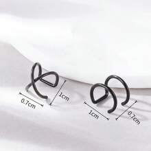 SENLANSP 2 件不锈钢夹式耳环，简约 C 形无穿孔耳夹 - 2件 - 查看 5