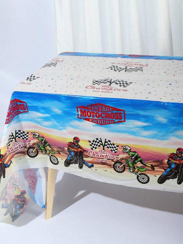 3pcs 137*274CM/54*108IN Disposable Table Cloth, Personalized Motocross Dirt Bike Race Car Theme Tablecloth, Suitable For Various Theme Parties And Daily Decoration