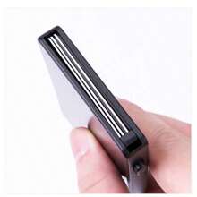 1pc Multi-Color RFID Blocking Automatic Pop-Up Card Holder, Unisex Aluminum Alloy Credit/Bank Card Case