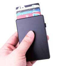 1pc Multi-Color RFID Blocking Automatic Pop-Up Card Holder, Unisex Aluminum Alloy Credit/Bank Card Case