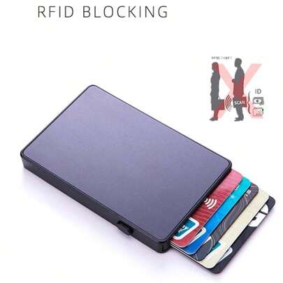 1 pieza Estuche portátil multicolor para tarjetas con protección RFID, estuche para tarjetas de crédito/bancarias de aleación de aluminio unisex