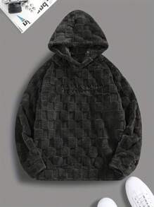 CALIFORNIA KEYNOTE Unisex Loose Fashions Felt Fashions Hoodie Ideal For Gifts  Embroidered LoosePlaid Fleece Hoodie Men's,Men's Winter Hoodie For Winter Daily Outing Plush