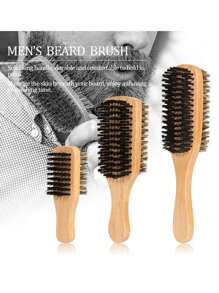 男士胡须造型刷，双面木柄毛刷，尼龙胡须刷，双面胡须刷，返校季，旅行度假必备，女士发饰 - 彩色 - 查看 1