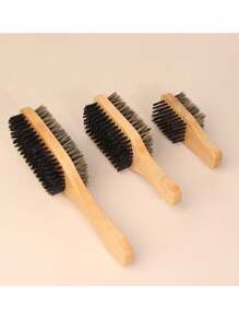 男士胡须造型刷，双面木柄毛刷，尼龙胡须刷，双面胡须刷，返校季，旅行度假必备，女士发饰 - 彩色 - 查看 5