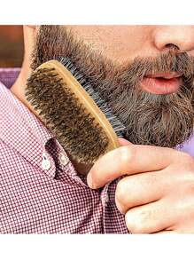 男士胡须造型刷，双面木柄毛刷，尼龙胡须刷，双面胡须刷，返校季，旅行度假必备，女士发饰 - 彩色 - 查看 2