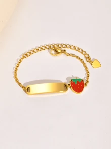 1 chiếc/Vòng tay khắc hình quả dâu tây cong bằng thép không gỉ tùy chỉnh cho trẻ em, Quà tặng thời trang cá nhân hóa cho bé gái, Quà tặng ông già Noel bí mật thú vị cho trẻ em, Ý tưởng quà tặng mùa đông cho bé trai bé gái ngày lễ tình nhân khi trở lại trường - Nhiều màu - Xem 2