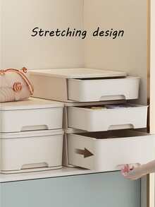 1pc Underwear Organizer Drawer Sock Underwear Storage Drawer Stackable Closet Organizers And Storage Box For Bras Socks - White - View 9
