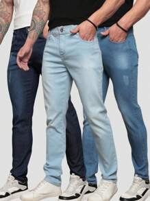 KIT Men's Skinny Jeans Original Elastane Premium Quality - 中等水洗藍 - 查看 1