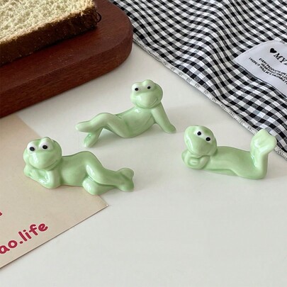 Ceramic Cute Frog Knife And Fork Holder, Frog Shaped Tableware Stand, Frog Posture Chopstick Holder, Creative Animal Desktop Decoration Pen Holder