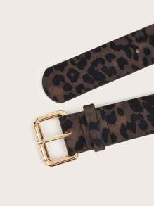 2pcs Unisex Leopard Animal Print PU Leather Fashion Casual All-Match Belt, Suitable For All Seasons Summer, School Fall, Autumn, Halloween