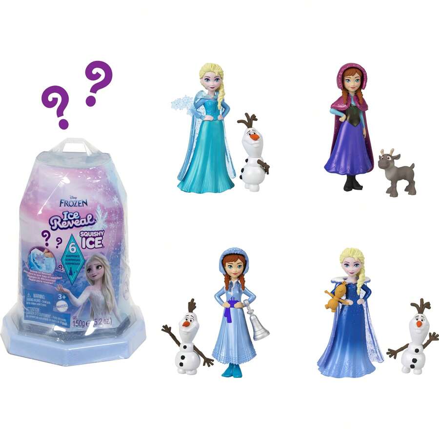 Mattel Frozen Toys, Small Doll Ice Reveal With Squishy Ice Gel & 6 Surprises Including Character Friend & Play Pieces (Dolls May Vary)