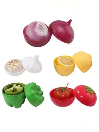1/2/5pcs Reusable Fruit And Vegetable Crisper, Lemon Onion Tomato Garlic Green Pepper Storage Box, Suitable For Refrigerator Storage,Crisper.