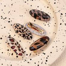 5 件/套豹纹椭圆夹，个性化百搭鳄鱼发夹刘海夹发饰，高端质感，适合日常使用 - 彩色 - 查看 2