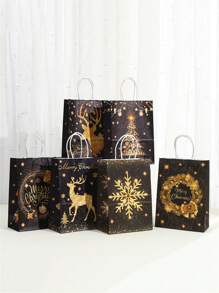 12/24 件带手柄的粉色纸质礼品袋、生日派对礼品袋、圣诞节节日礼物纸质礼品袋、纸杯蛋糕饼干零食包装 - 彩色 - 查看 10