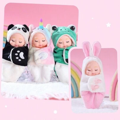 HUANG ER 1个/6个4英寸迷你重生娃娃套装：可水洗逼真娃娃，配有衣服，适合女孩、男孩、幼儿和儿童，生日礼物、返校礼物。