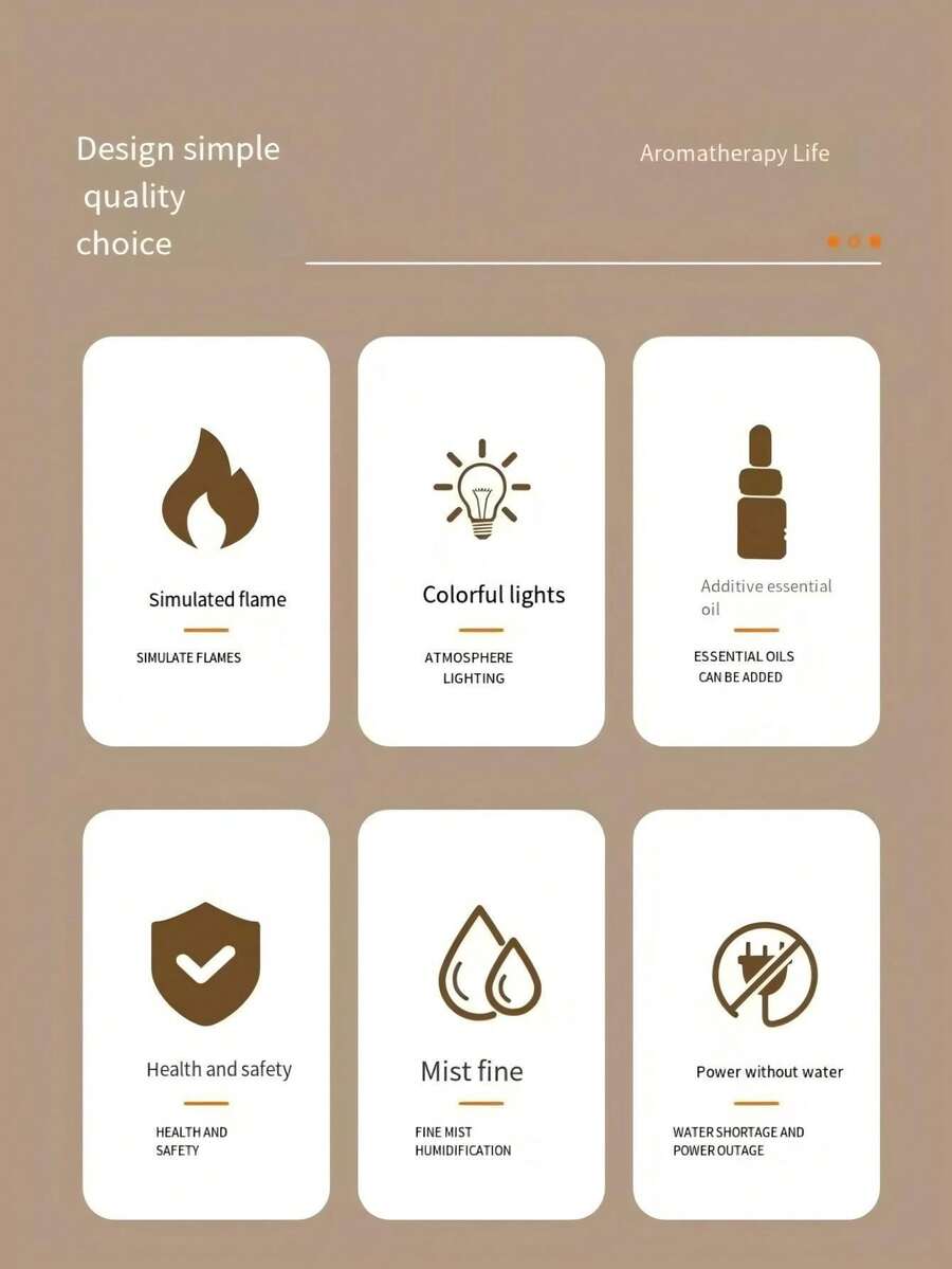 1pc 130mL Mini 7Color Gradient Flame Aroma Diffuser, Simpel Tabletop