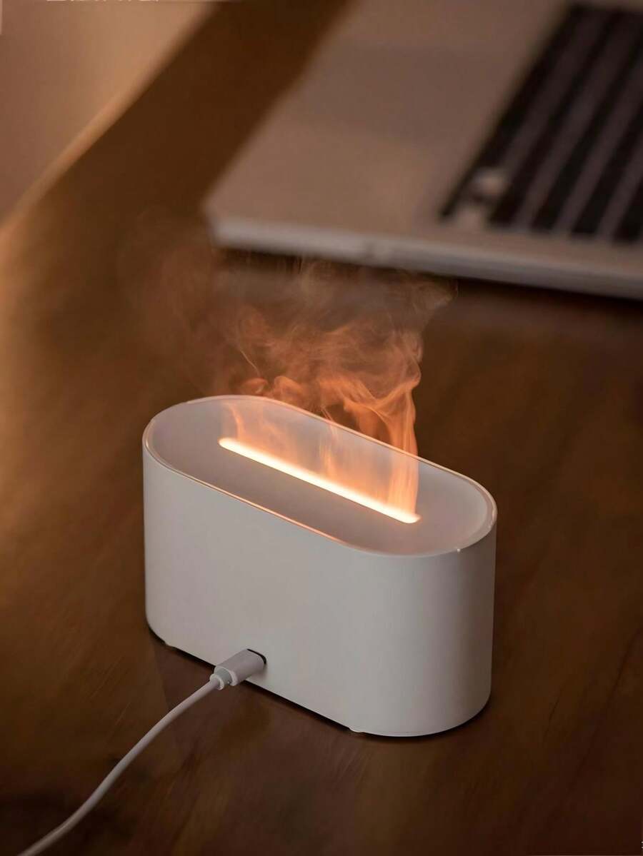 1pc 130mL Mini 7Color Gradient Flame Aroma Diffuser, Simpel Tabletop